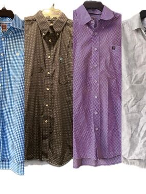 Men's Western Patterned Button-Up Shirts Bundle of 4 Size XLarge and Large